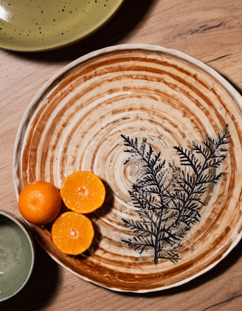 Тарілка з бортом Ideal Ceramic, з відбитками рослин