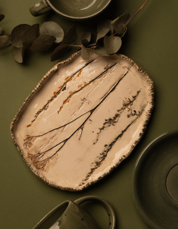 Тарілка Ideal Ceramic, з відбитками рослин