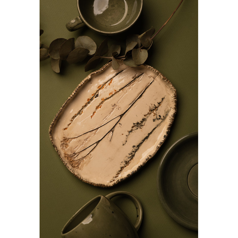 Тарілка Ideal Ceramic, з відбитками рослин