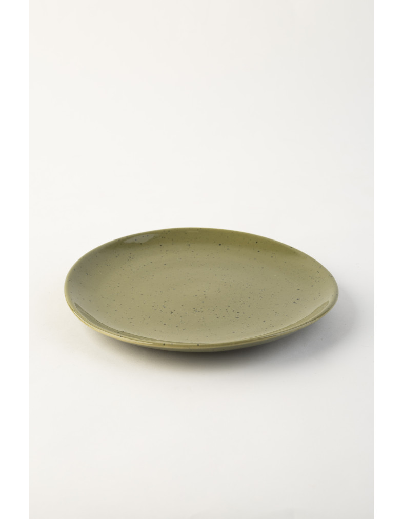 Тарілка Ideal Ceramic з бортом 21 см олива з чорним вкрапленням	