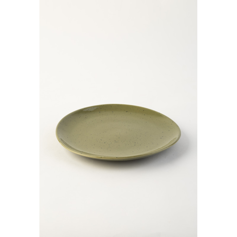 Тарілка Ideal Ceramic з бортом 21 см олива з чорним вкрапленням	