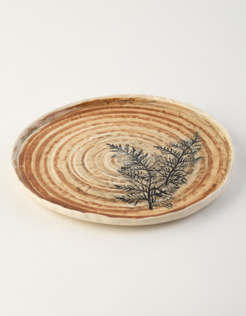 Тарілка з бортом Ideal Ceramic, з відбитками рослин