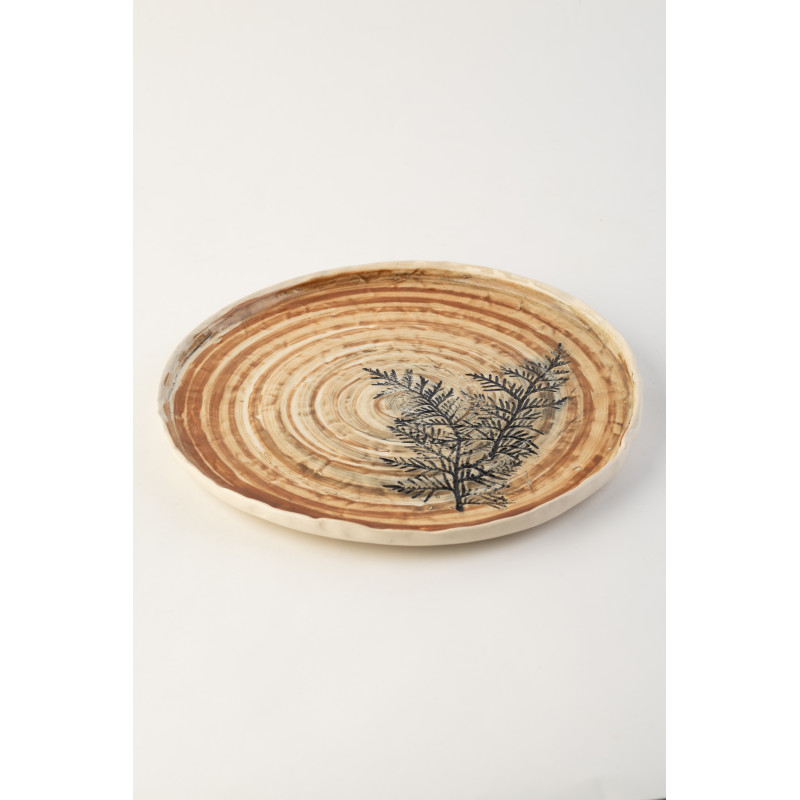 Тарілка з бортом Ideal Ceramic, з відбитками рослин