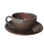 Чашка з блюдцем Ideal Ceramic 250мл, коричнева з зеленим