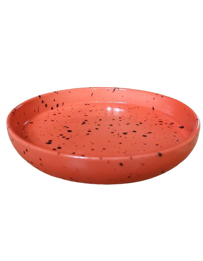 Тарілка з бортом  Ideal Ceramic , 15см червона з чорним вкрапленням