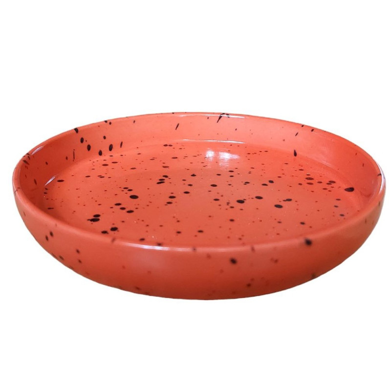 Тарілка з бортом  Ideal Ceramic , 15см червона з чорним вкрапленням