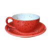 Чашка з блюдцем Ideal Ceramic 250мл, червона з чорним вкрапленням
