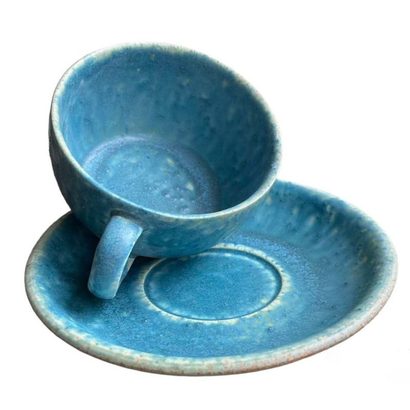 Чашка з блюдцем Ideal Ceramic 250мл, ефект м'ята